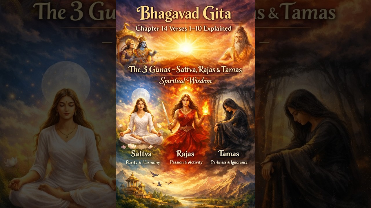 Bhagavad Gita Chapter 14 Verses 1–10  | The 3 Gunas – Sattva, Rajas & Tamas | Spiritual Wisdom