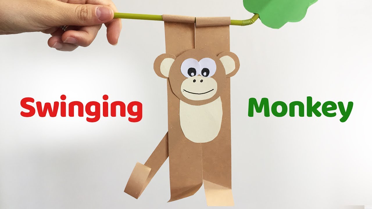 Fun crafts for kids SWINGING MONKEY easy paper DIY