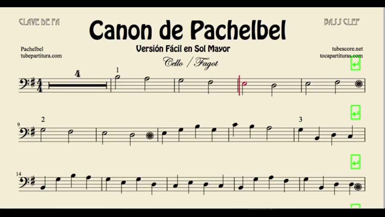 Pachelbel Canon Easy Sheet Music for Cello and Bassoon