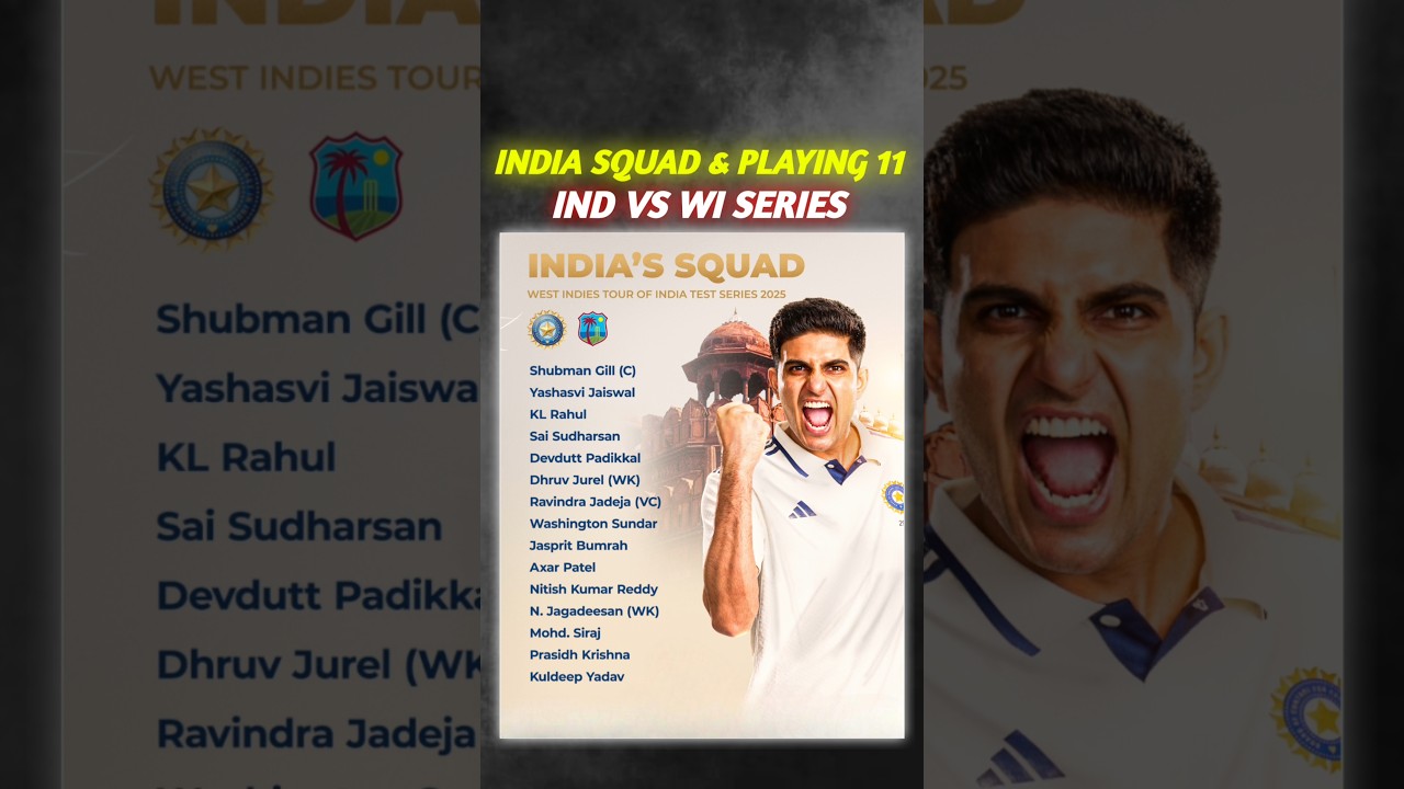 India's Squad & Playing XI 🥶 For West indies Tour