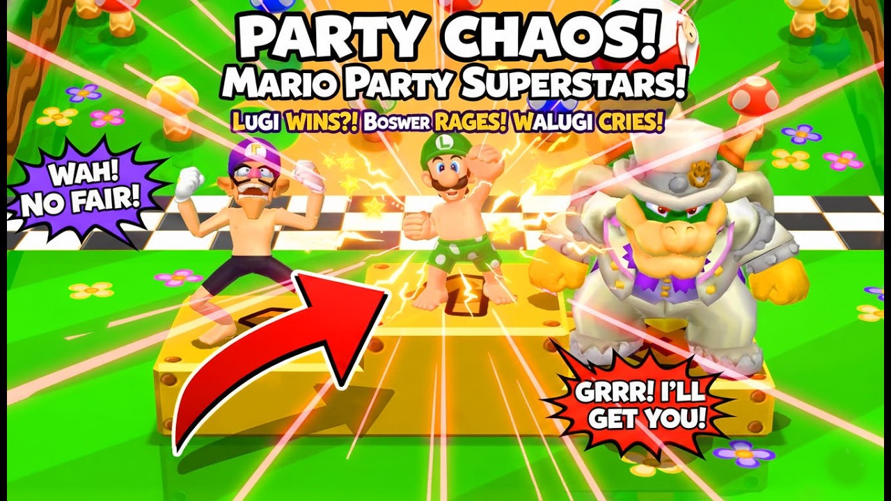 Mario Party 9 Garden Battle - Luigi vs Waluigi vs Toad vs Bowser (Master Difficulty)#mario