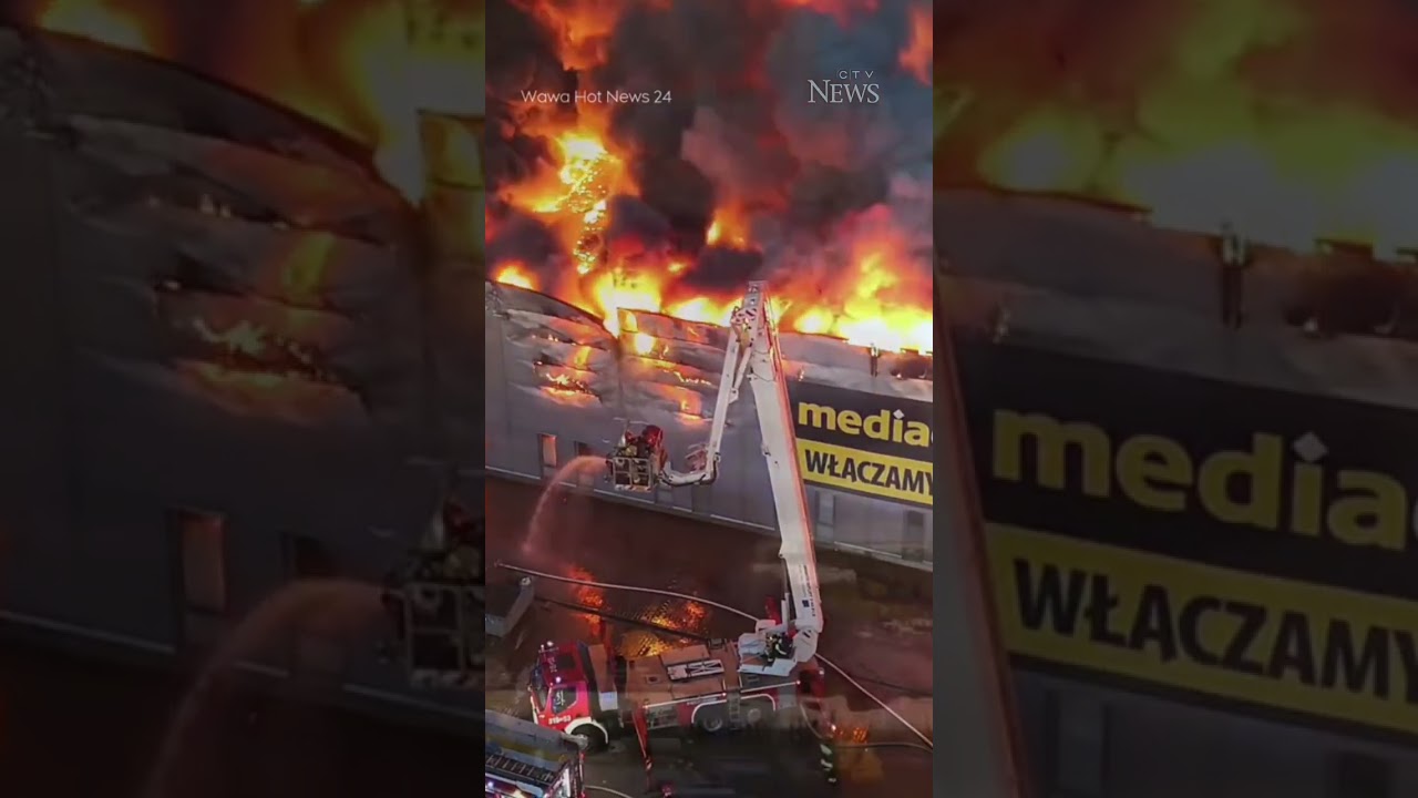 Large shopping complex in Poland goes up in flames
