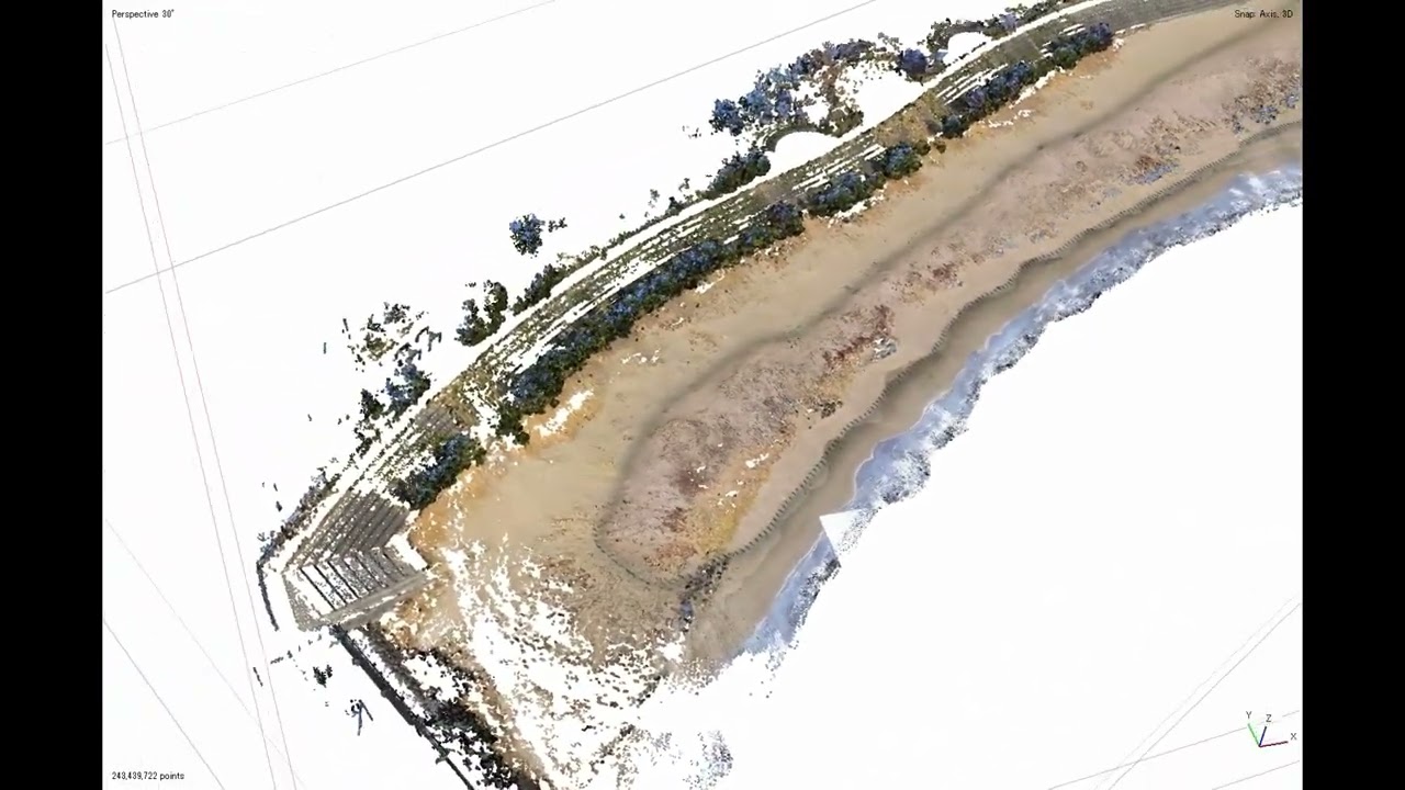 Minatohama Beach from SLAM LiDAR 3D point cloud