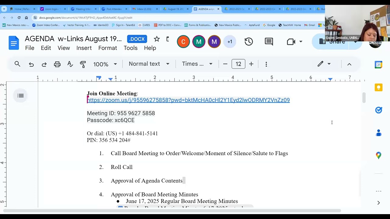 August 19, 2025 Regular Board Meeting