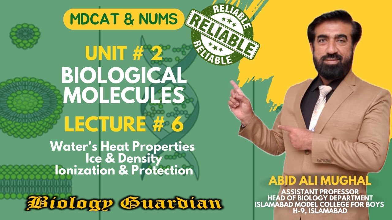 Lecture 6 MDCAT 2022 Biology Preparation Series (Biological Molecules Part-1) PMC | NUMS