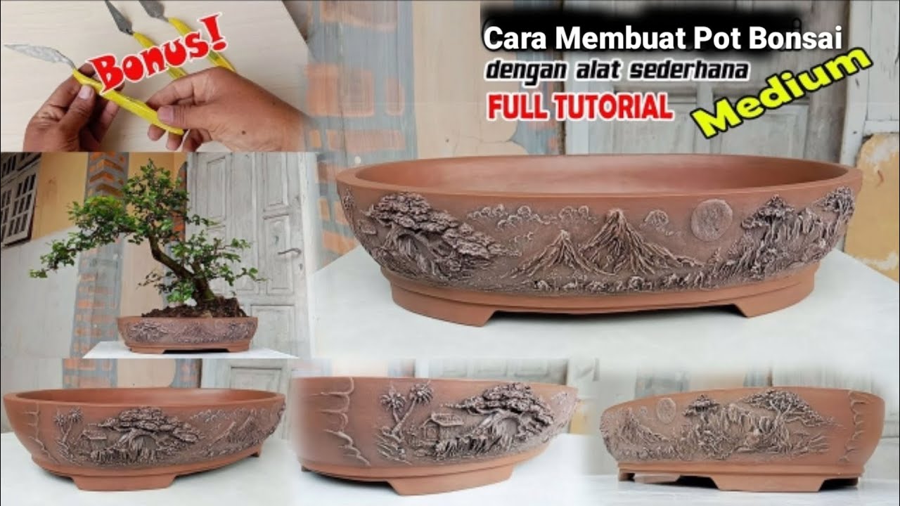 CARA MEMBUAT POT BONSAI MEDIUM‼️Lukisan Tiga Dimensi/Relief