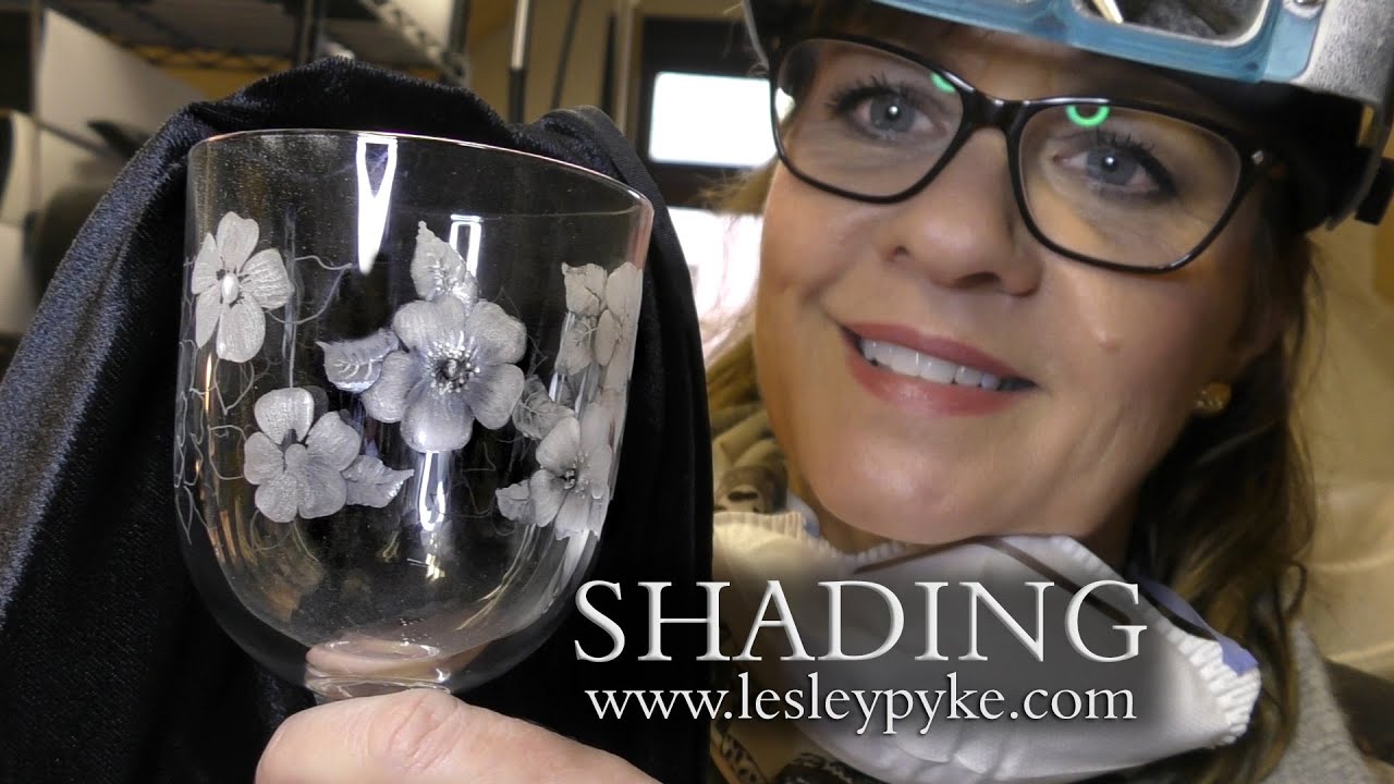 Glass engraving tutorial for beginners with a drill -  SHADING flowers and leaves
