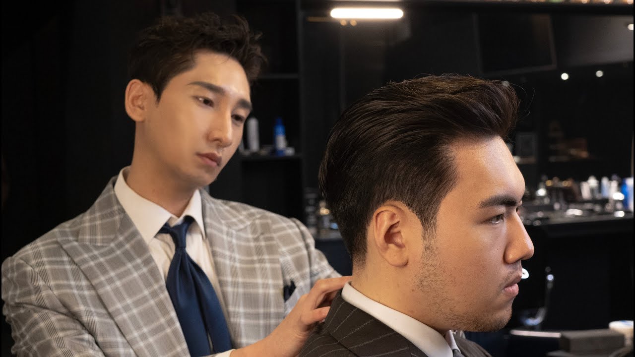 ASMR BARBER💈- 바버샵 슬릭백 헤어컷 스타일 asmr l Medium Length Slick back hair cut Tutorial