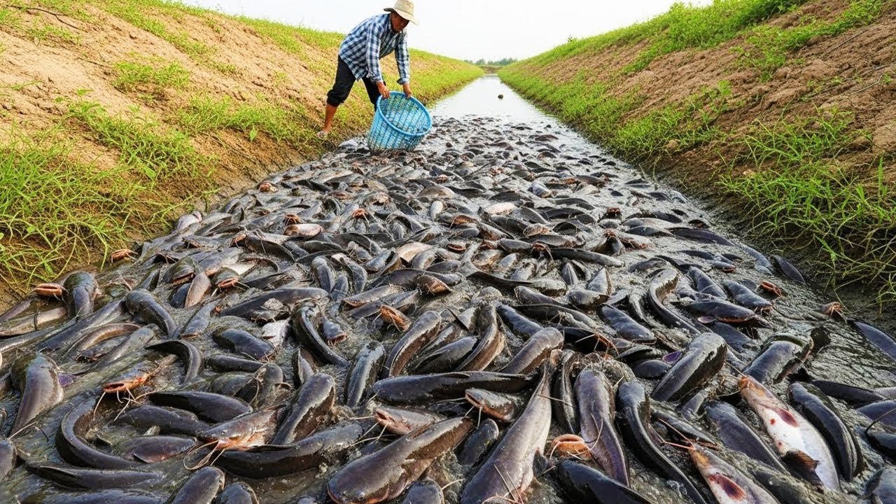 I Catching a lot of Catfish in the Dry Canal!