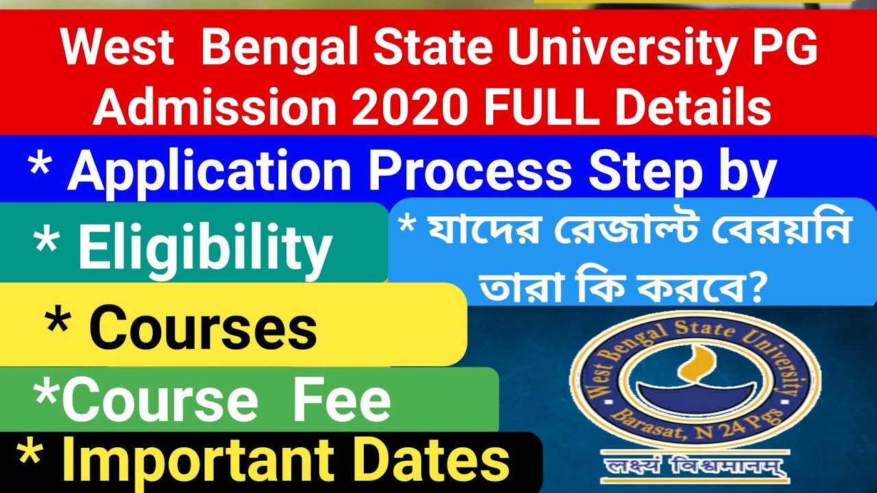 west bengal state university pg admission 2020 Full Details | wbsu pg admission 2020 | wbsu pg