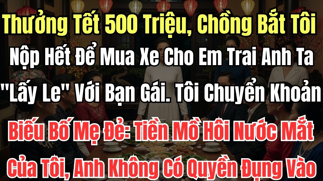 Thưởng Tết 500 Triệu, Chồng Bắt Tôi Nộp Hết Để Mua Xe Cho Em Trai Anh Ta 