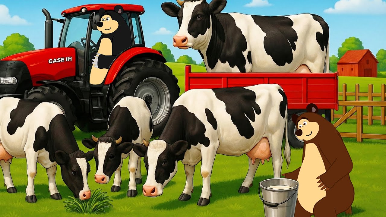 The Bear Farm 🐄🌱 | Dairy Cow Trip, Fresh Milk & Returning to the Pasture | Real Farm Animation