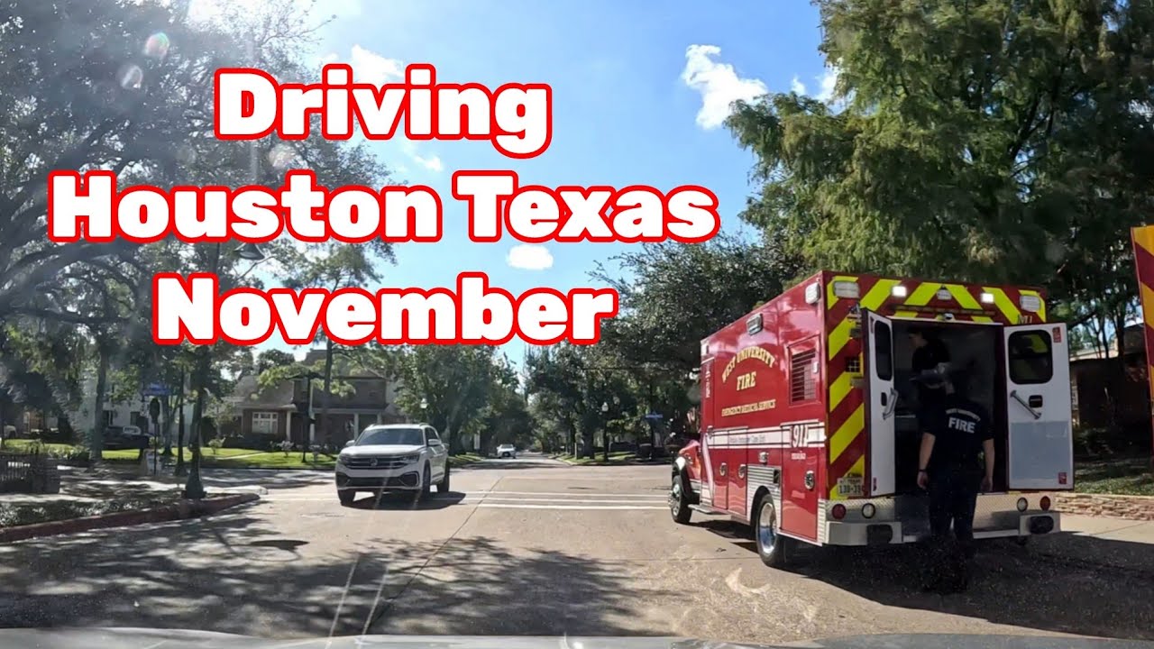 Driving Houston Texas November. River Oaks. West U. Rice Village. Upper Kirby.