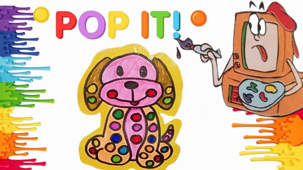 How to draw cute dog popit drawing tutorial|coloring &painting|super easy drawings for kids