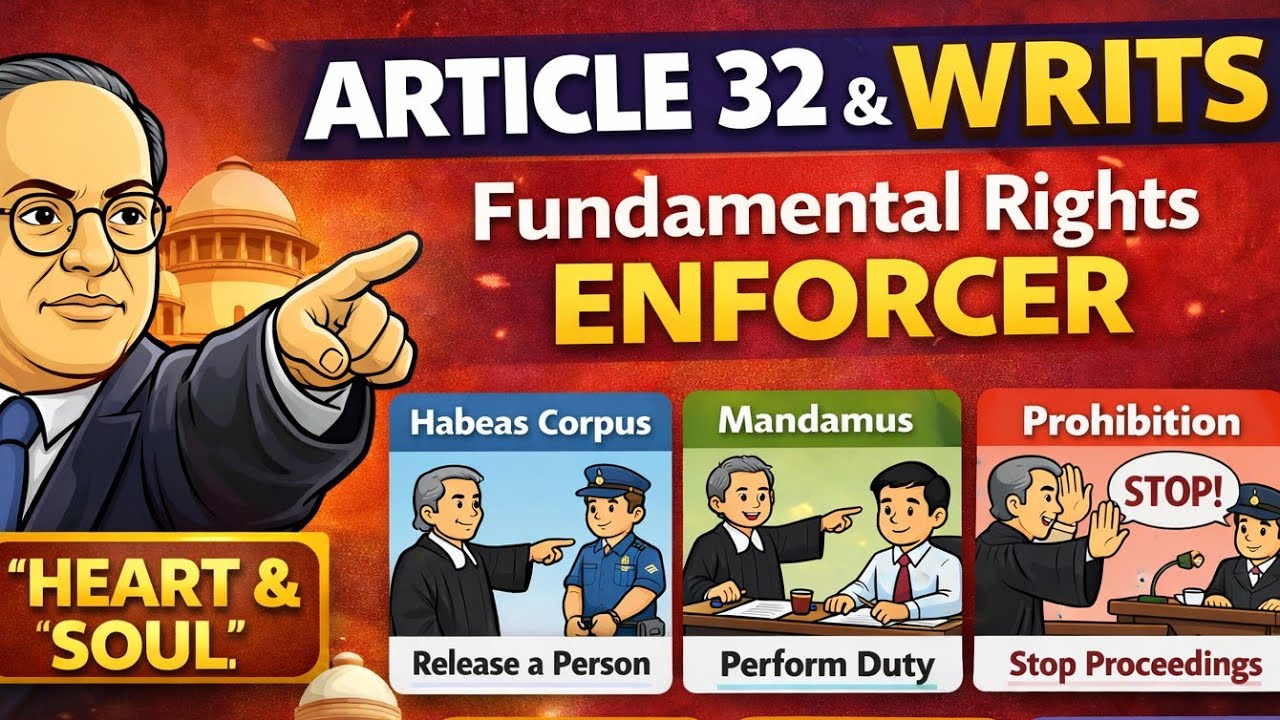 Article 32 & Writs Explained Clearly | Habeas Corpus to Quo Warranto | Indian Polity