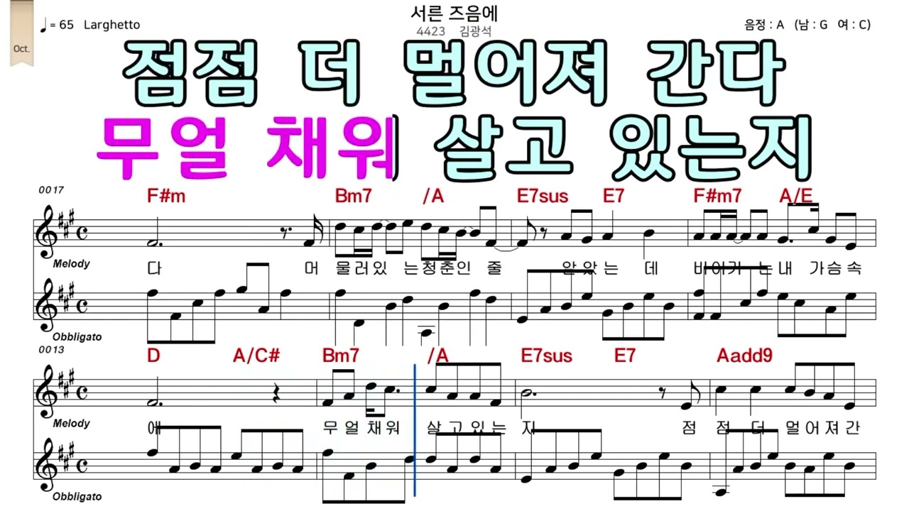 서른즈음에 김광석 악보와 노래