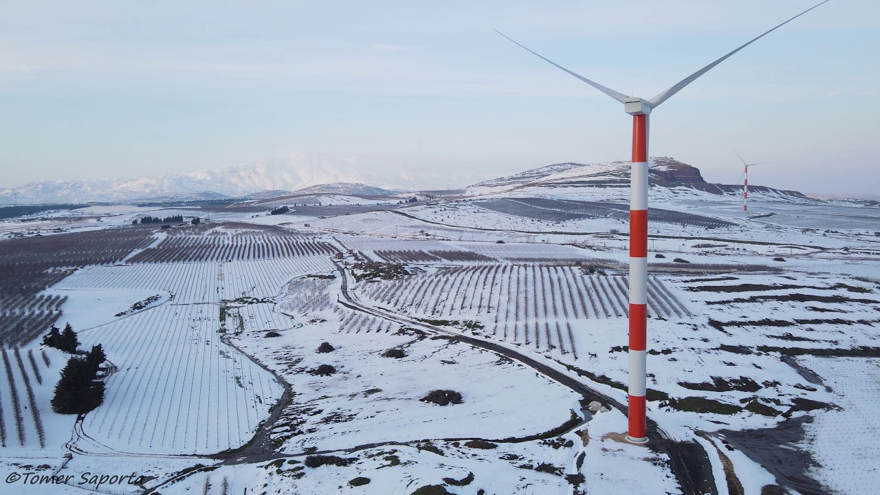 Snow covered Golan Heights Israel Drone 4K