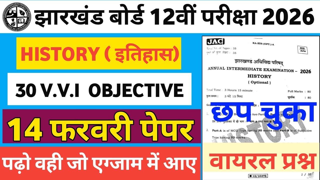 Class 12 History Exam 2026 | Very Very Important Questions | अभी नहीं देखा तो पछताओगे 😱 | Objective 