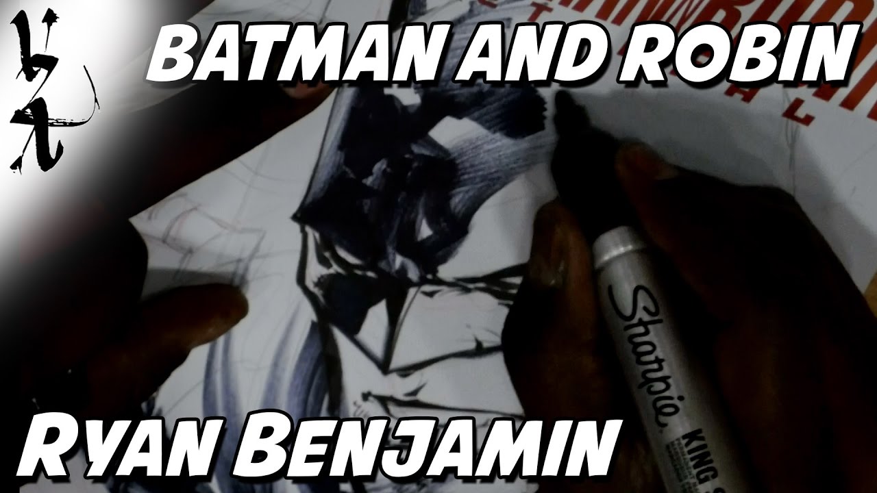 Ryan Benjamin drawing Batman and Robin