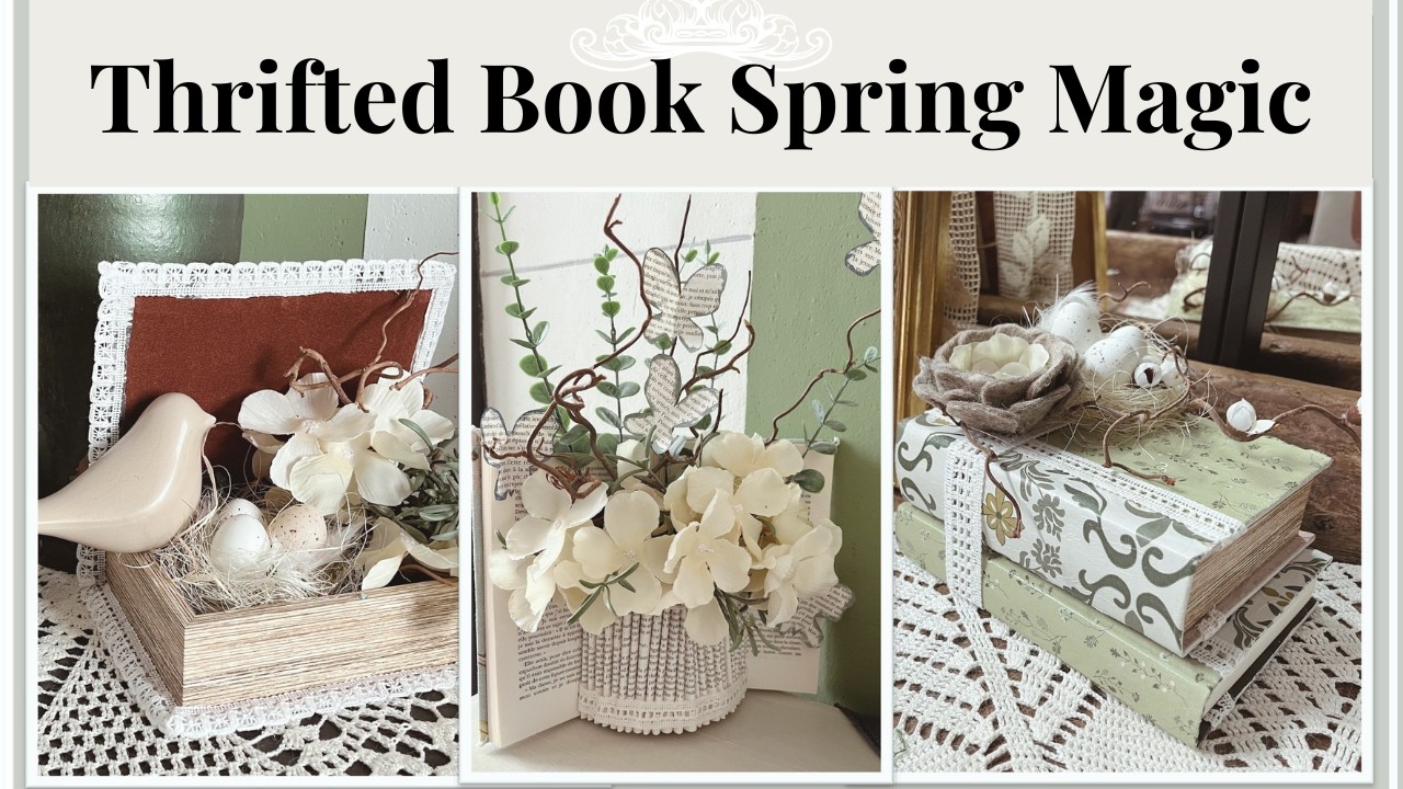 Поделки на Пасху из книг, купленных в секонд-хенде | Нежный нейтральный весенний декор | Винтажны...