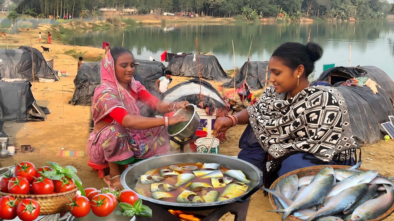 নদীর পাড়ে সুন্দরী বেদে কন্যার পদ্মার ইলিশ মাছের লোভনীয় স্বাদের ঝোল \\bede life in Bangladesh 
