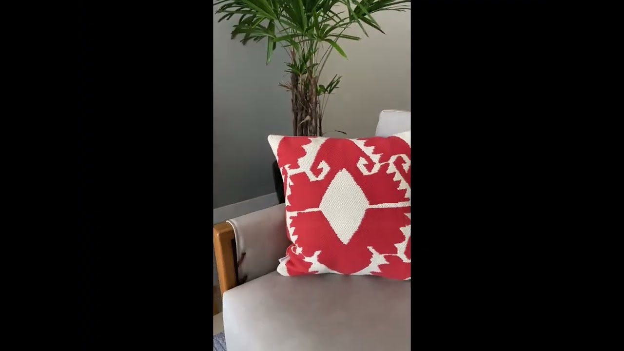 Capa de Almofada Texturizada Bicolor Estampada Vermelha e Branco Lolita 45x45