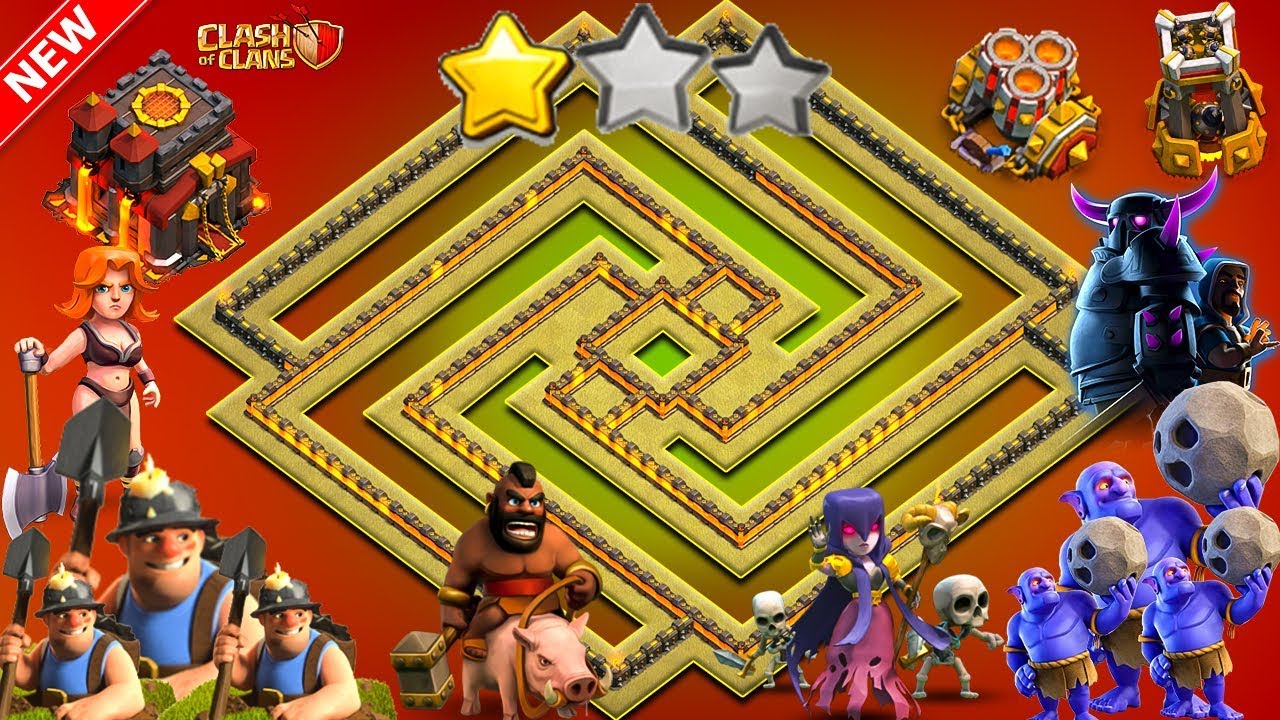 UNDEFEATED Best Th10 War Base 2018 Anti 2 Star With Replays Anti Bowler Anti Miner Anti Valkyrie