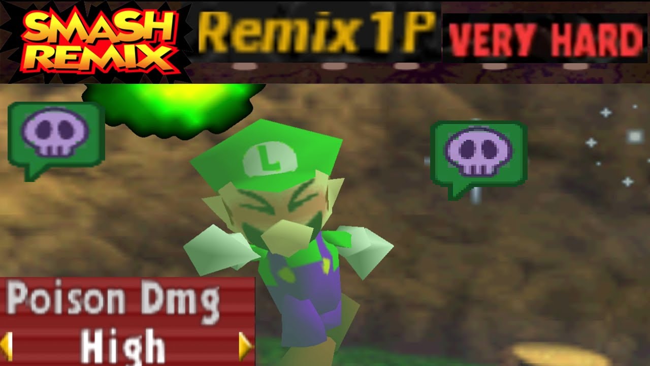 Smash Remix - Classic Mode Remix 1P Gameplay with Luigi (Poison Dmg)