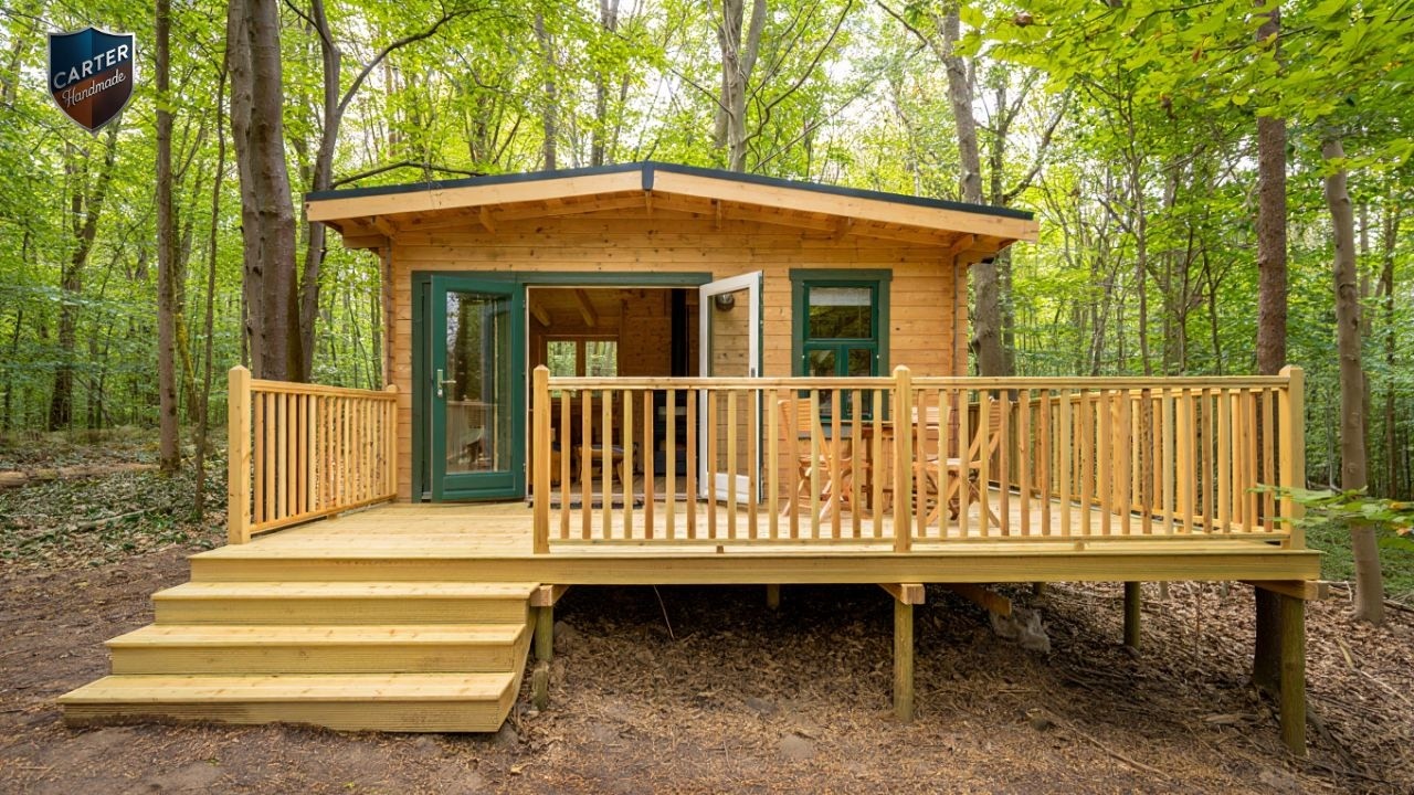 A Couple Hand-Built  Fully Equipped Wooden House Deep In The Forest