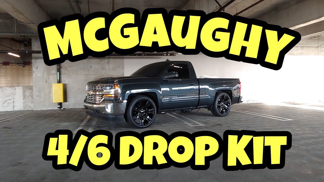 Установка комплекта McGaughy 4/6 Drop Kit на грузовик Chevy Silverado Single Cab 2017 года выпуска