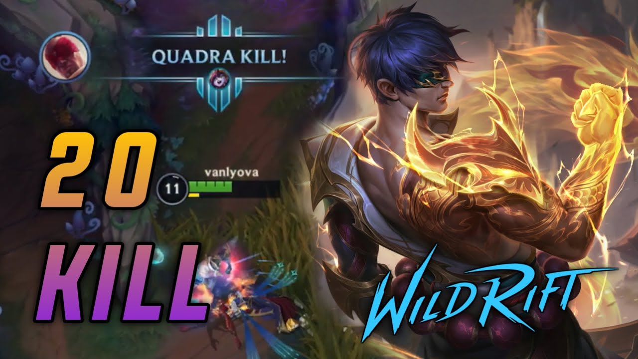 WILD RIFT - 20 KILL! STORM DRAGON LEE SIN QUADRAKILL! CARRY TEAM GAMEPLAY