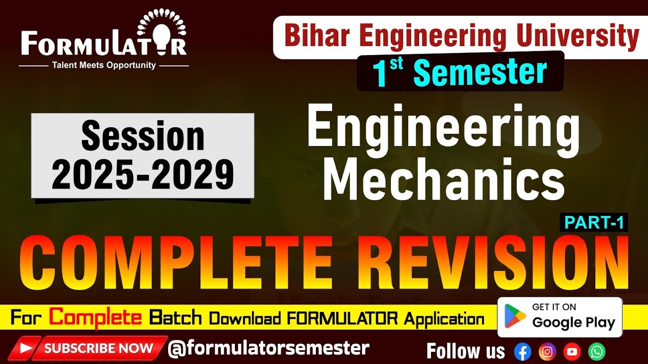 BEU 1st Semester Engineering Mechanics | Complete Syllabus Revision