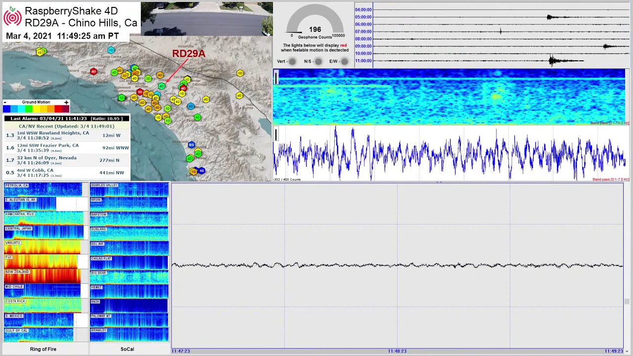 M 8.1 - Kermadec Islands, New Zealand 3/4/21 - RaspberryShake 4D Seismograph RD29A - Chino Hills, Ca