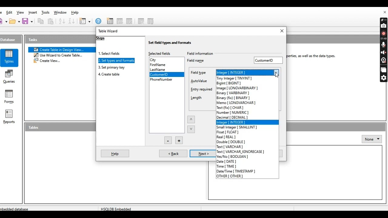 10th IT Unit 3 Ch 9 Creating Table uisng a Wizard LibreOffice Base