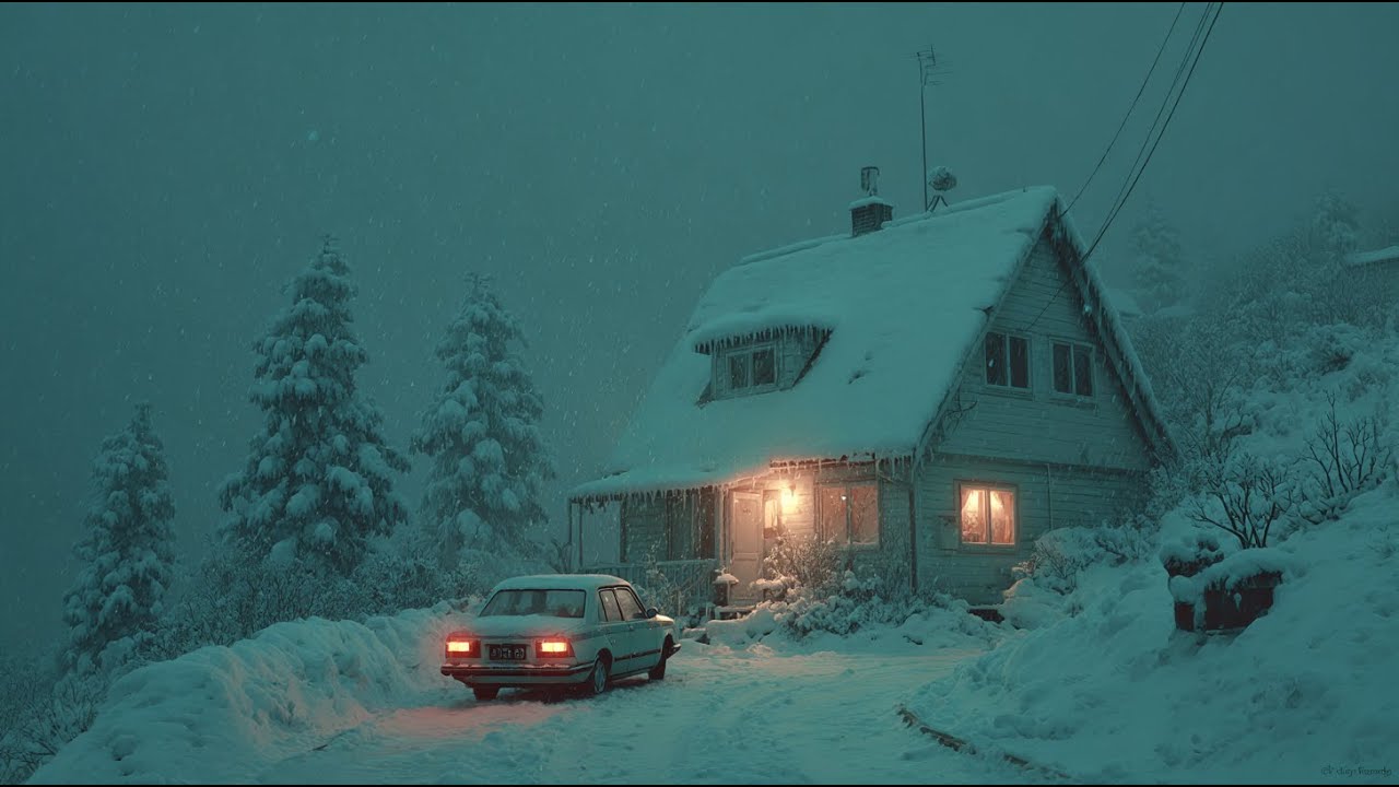 The Frozen Sanctuary | A Heavy Winter Blizzard Enveloping This Tiny Wooden House in Deep White Snow