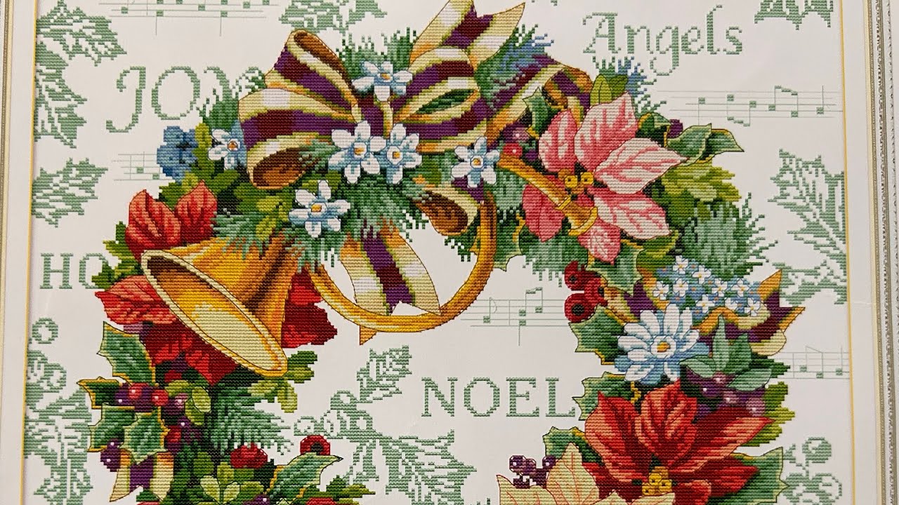 Christmas wreath cross-stitch kit review/tutorial