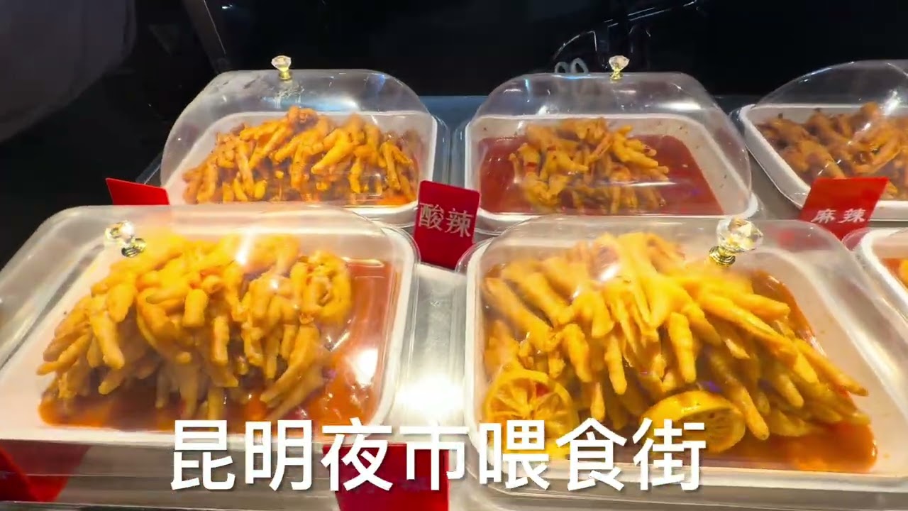 云南昆明 鱼课司街         昆明夜市喂食街一游