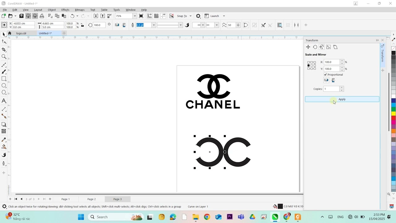 Tự học thiết kế đồ họa bằng CorelDRAW 2024 - Vẽ logo Chanel