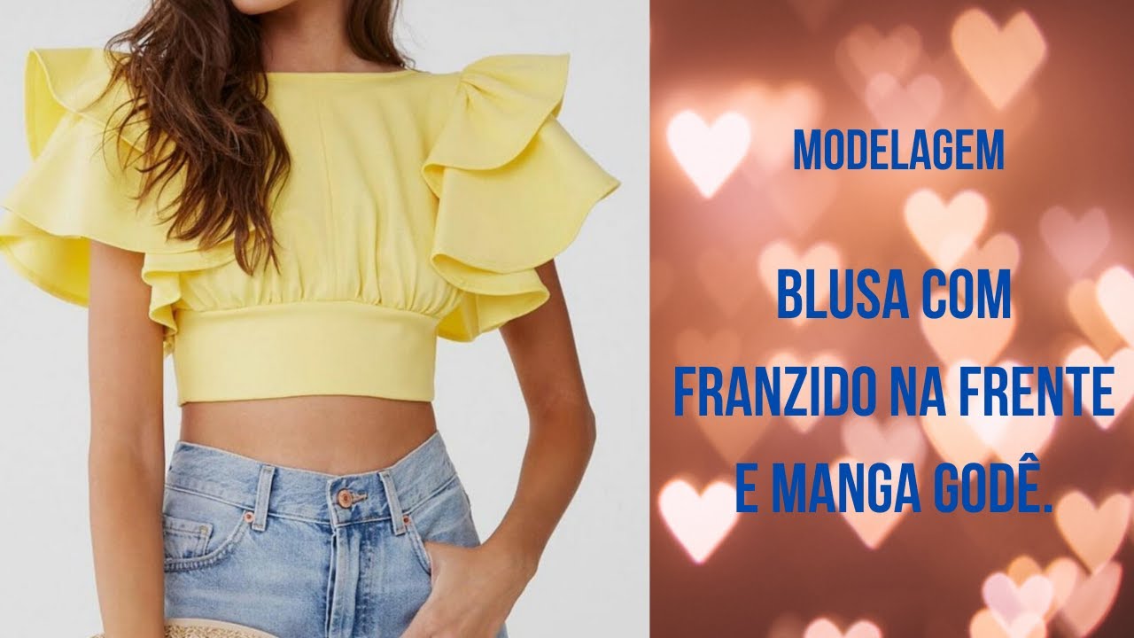 BLUSA COM FRANZIDO NA FRENTE E MANGA GOD&Ecirc; / PAULA BATISTA