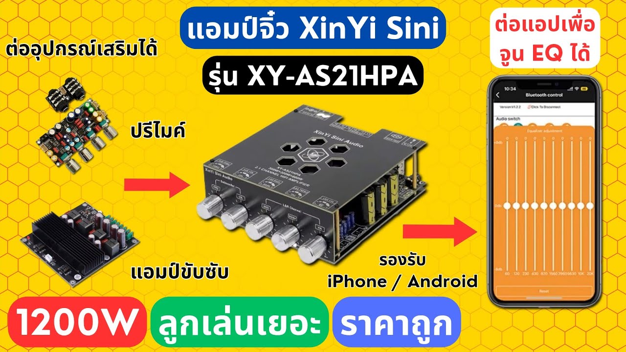 #แอมป์จิ๋ว 1200W 2.1CH XinYi Sini Audio รุ่น XY-AS21HPA ตัว TOP Audio Grade #เสียงดี #เบสหนัก #wuzhi