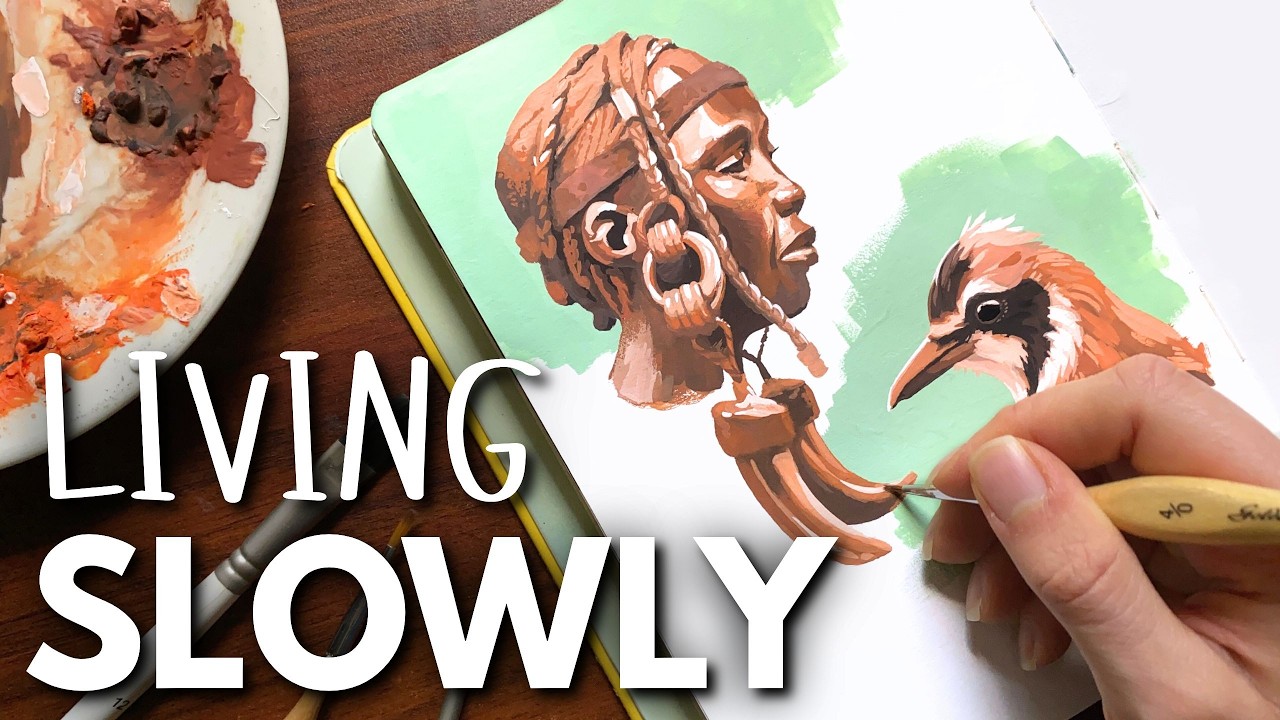 SLOWING DOWN to move ahead // cozy gouache sketchbook vlog