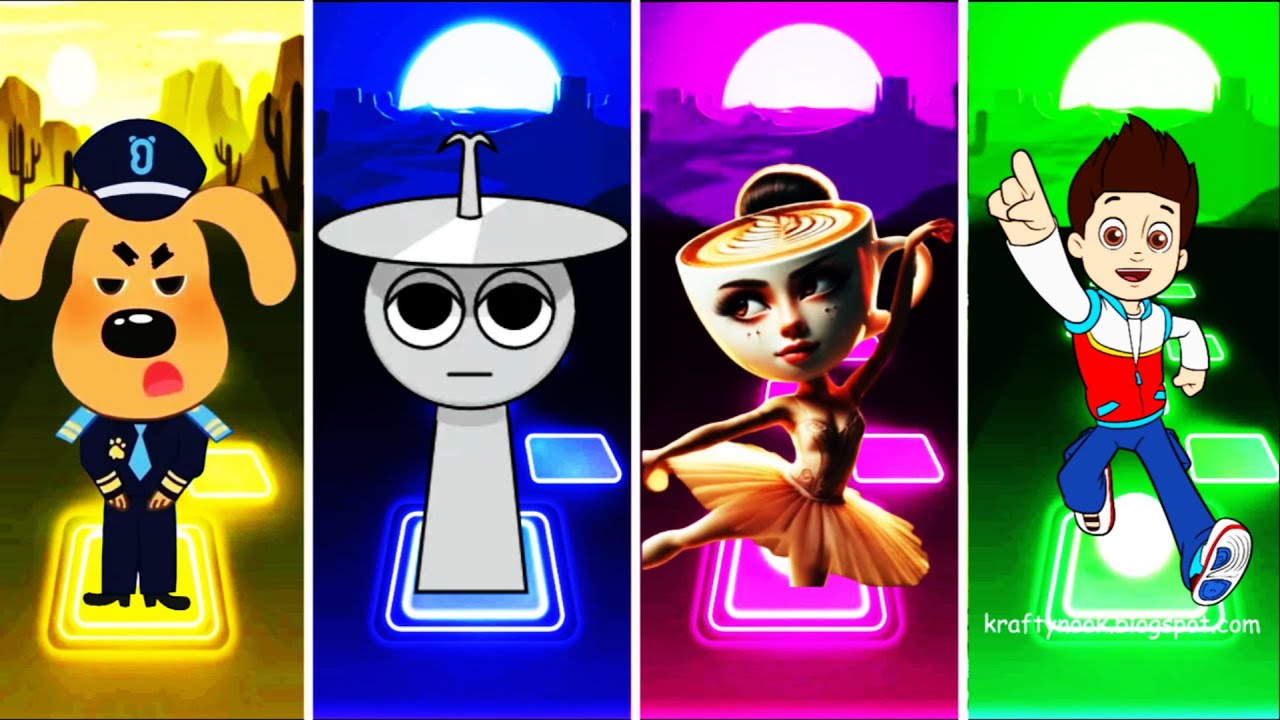 SHERIFF LABRADOR 🆚 INCREDIBOX SPRUNKI 🆚 BRAINROT BALLERINO COPPUCCINO 🆚 PAW PATROL RYDER | Tiles Hop