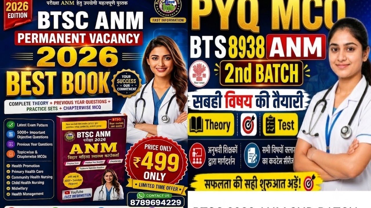 BTSC ANM 2026 , BTSC 8938 ANM, BTSC ANM Exam PreparationBTSC ANM PYQBTSC ANM MCQ QuestionsBTSC ANM 