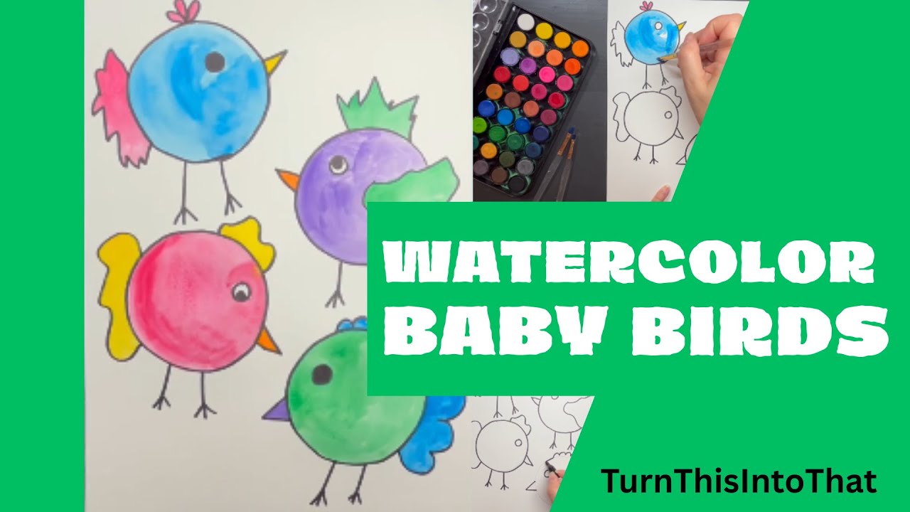 Watercolor Baby Birds - Elementary Art - Color Theory - Primary, Secondary, Warm & Cool Colors