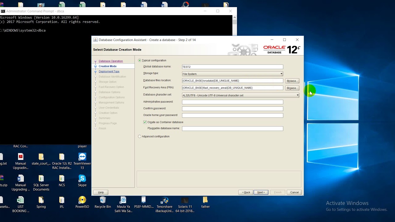 ORACLE 12C Database creation steps