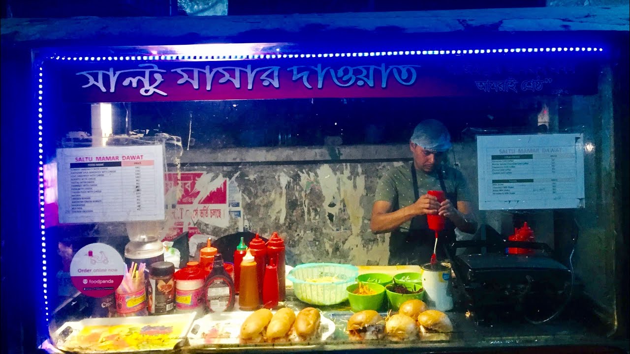 Saltu Mamar Dawat|Cheapest Burger and Sub Shop in Dhaka|Sub Sandwich,Burger in Street|FoodTravelogue