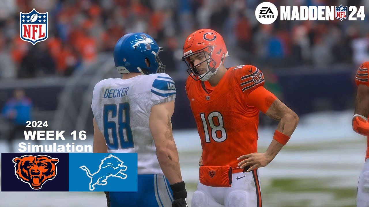 Madden 24 Chicago Bears vs Detroit Lions Week 16 (Madden 25 Updated Roster) 2024 Sim Game Play