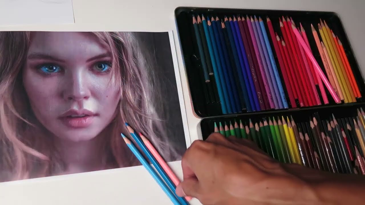 Escolhendo as cores e técnicas iniciais - Desenhando um retrato realista colorido - Pt1