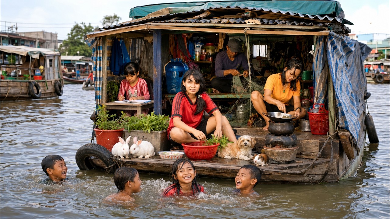 20 Years on a Tiny Boat: How They Eat, Sleep and Raise Their Children on the River