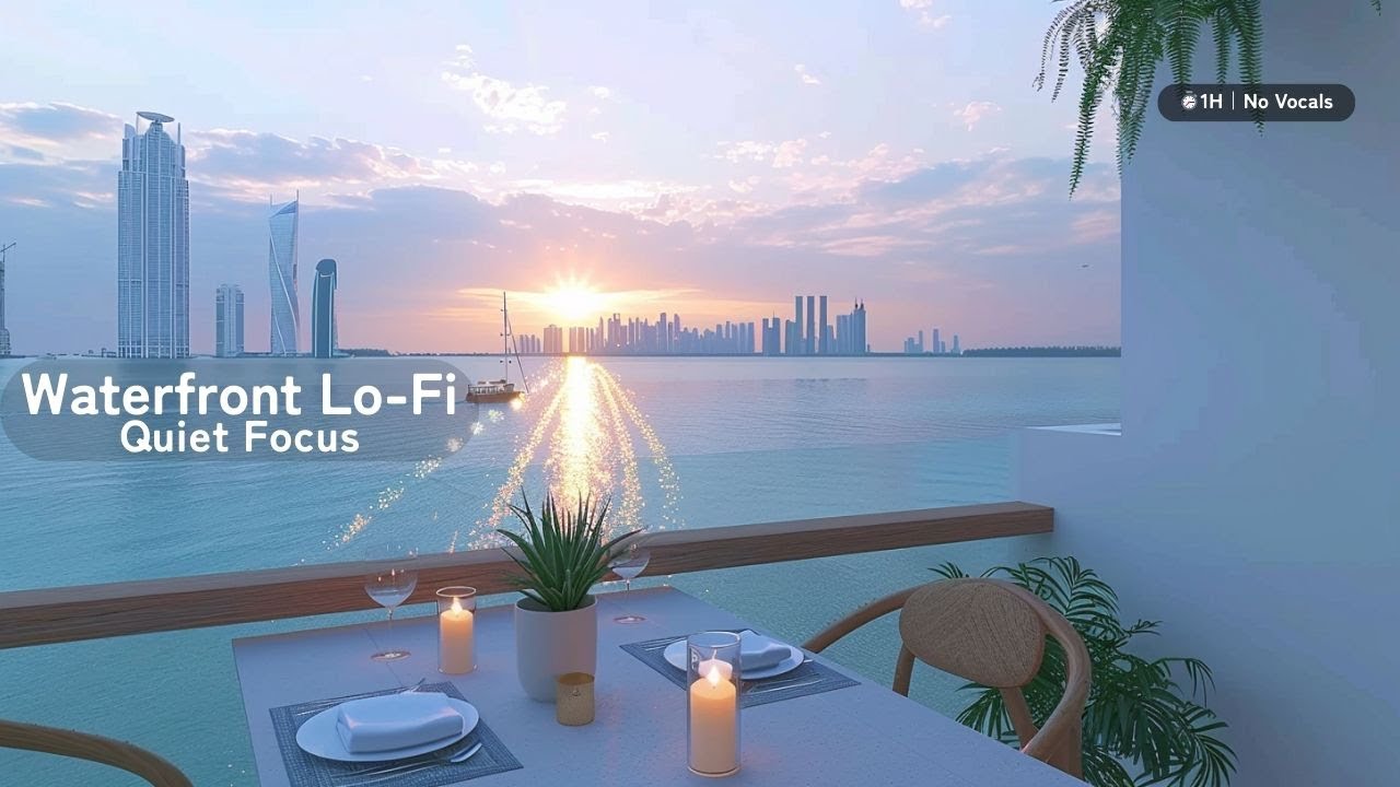 Waterfront Lo-Fi | Quiet Focus at Sunset Marina (1H | No Vocals)